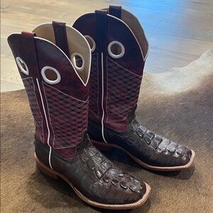 Men’s Anderson Bean Horse Power Maroon and Brown Cowboy Boots